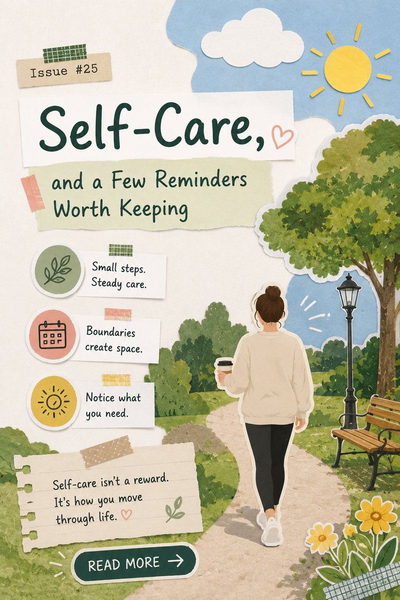 HealthtekCreatv's tweet photo. Self-care isn't something you have to earn after burnout.💙
Issue #25 explores small habits, healthy boundaries, and why asking for help before a crisis matters.
Plus, discover new tools designed to make everyday self-care easier.
Read more: https://t.co/nHMImPhbCw

#MentalHealth https://t.co/VYKOXsPpoj