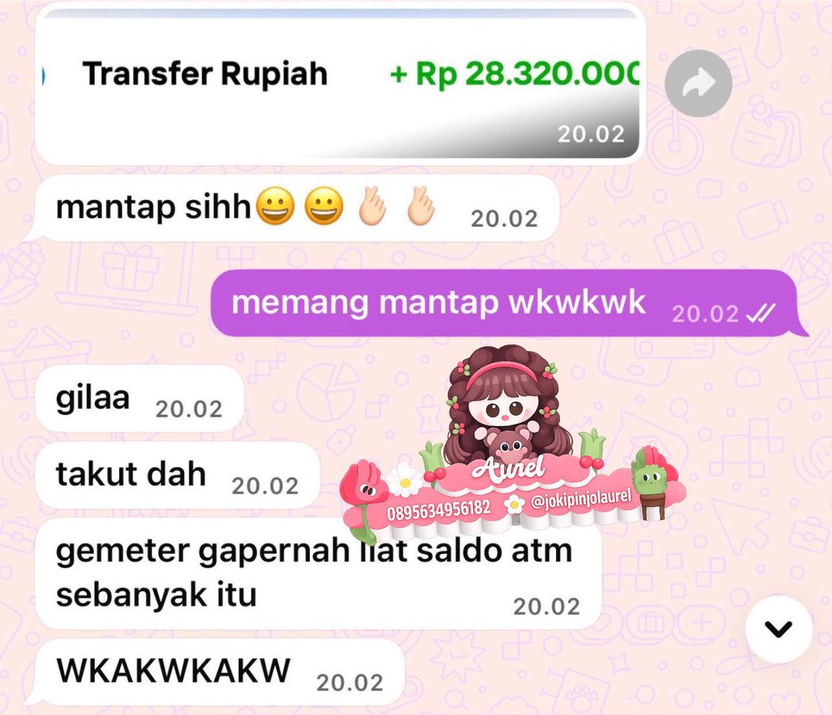 aaaaurelll's tweet photo. 💴Ready Joki pinjol💰

Cair nominal besar💯, kamu punya tagihan aplikasi pinjol? boleh sini chat/wa aku dibio, free sharing pinjol🪻

ᥫ᭡ Bisa sistem ketemu kalau kamu minta
ᥫ᭡Fee akhir setelah masuk ke rekening kamu
ᥫ᭡Free konsultasi
Aman tanpa sebar data dan di visiᥫ᭡
#zonauang #zonajajan #bealanja