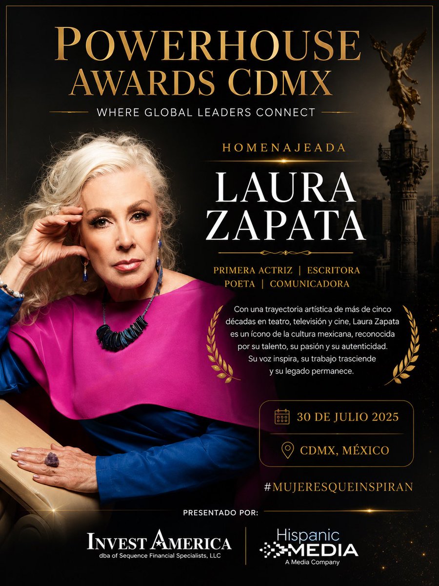 LAURAZAPATAM's tweet photo. Agradezco este reconocimiento en los Powerhouse Awards CDMX. Recibo este honor con gratitud y con el compromiso de seguir trabajando con la misma pasión que ha guiado mi trayectoria durante más de cinco décadas. Gracias a quienes han acompañado mi camino y han hecho posible este momento.
