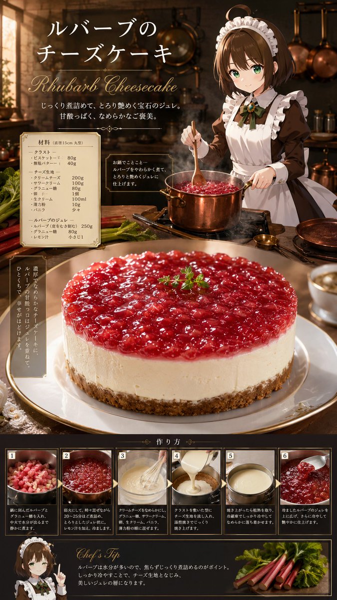 Anime Rhubarb Cheesecake Recipe Poster