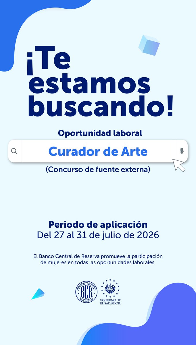bcr_sv's tweet photo. Conoce más detalles sobre las oportunidades disponibles haciendo clic aquí: https://t.co/Zo7Hq5HC7H 🔗 https://t.co/3vuFqnB40d