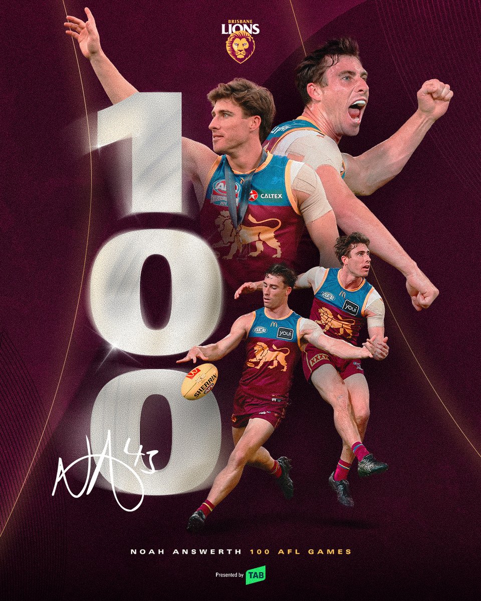 brisbanelions's tweet photo. Huge Congrats to Noah who will play his 100th game against the Blues tomorrow! 🦁💯 https://t.co/apHOkiFLH4