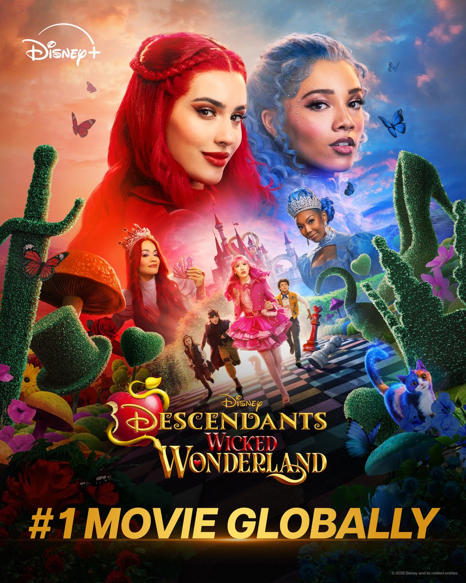 DisneyBeat101's tweet photo. Descendants: Wicked Wonderland is the #1 movie on Disney+ GLOBALLY!

The film is a massive hit on streaming! One of the biggest Disney Channel Original Movies ever! https://t.co/OH0ZwxQSev