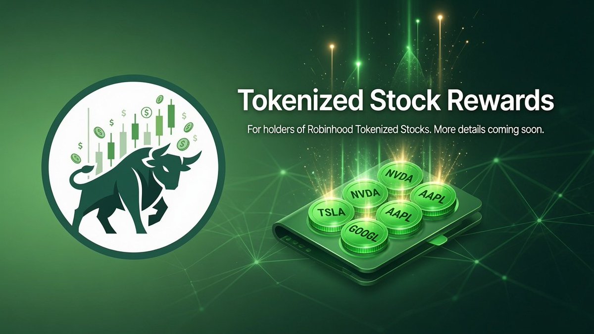 DailyDivscom's tweet photo. We will be introducing Tokenized Stock Rewards for individuals that hold @RobinhoodApp $HOOD Tokenized Stocks in their wallets. 

More details coming soon when the token is announced officially. https://t.co/IBDoOt9O4p