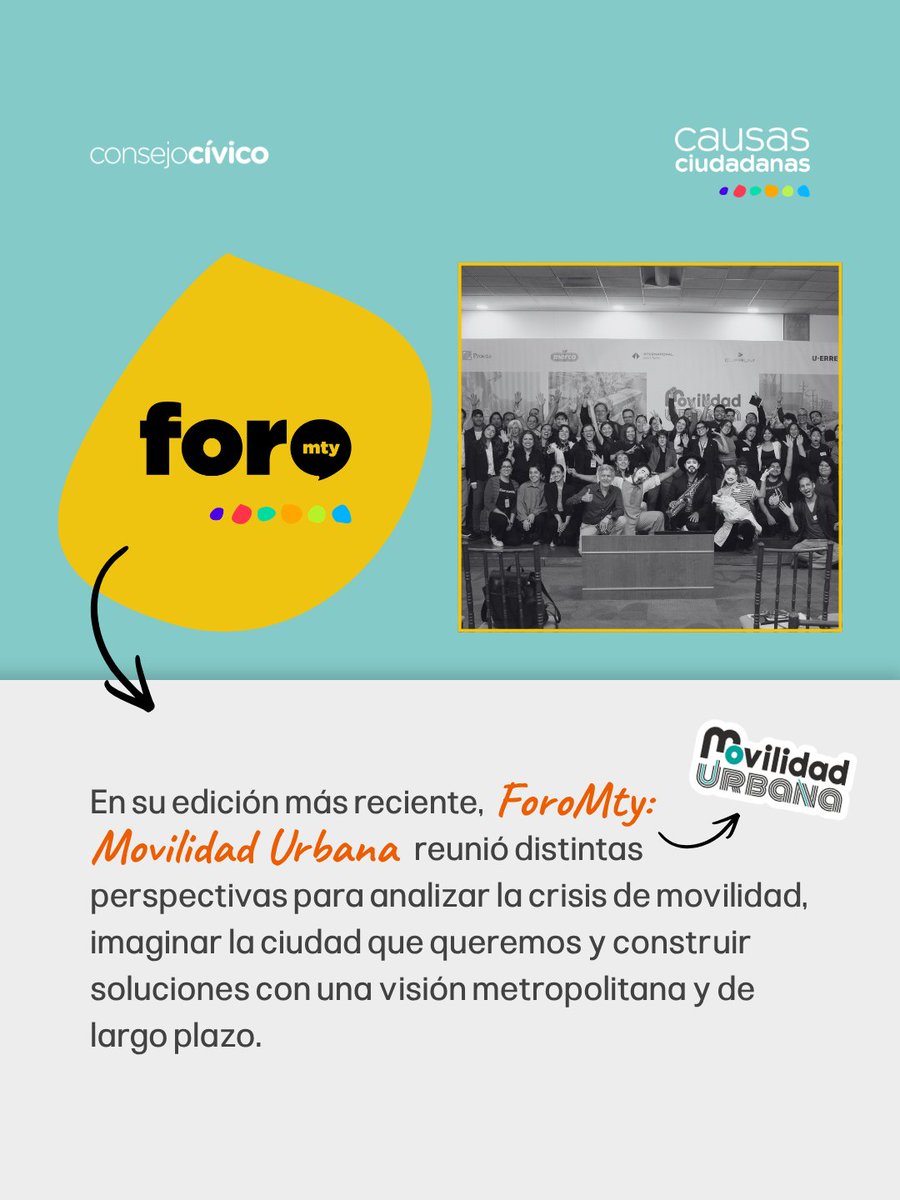 CausasCC's tweet photo. @foromty es el espacio donde ciudadanía, organizaciones, academia, especialistas, autoridades y sector privado se encuentran para dialogar, compartir ideas y construir soluciones para #NuevoLeón. https://t.co/FBqLk60VVk
