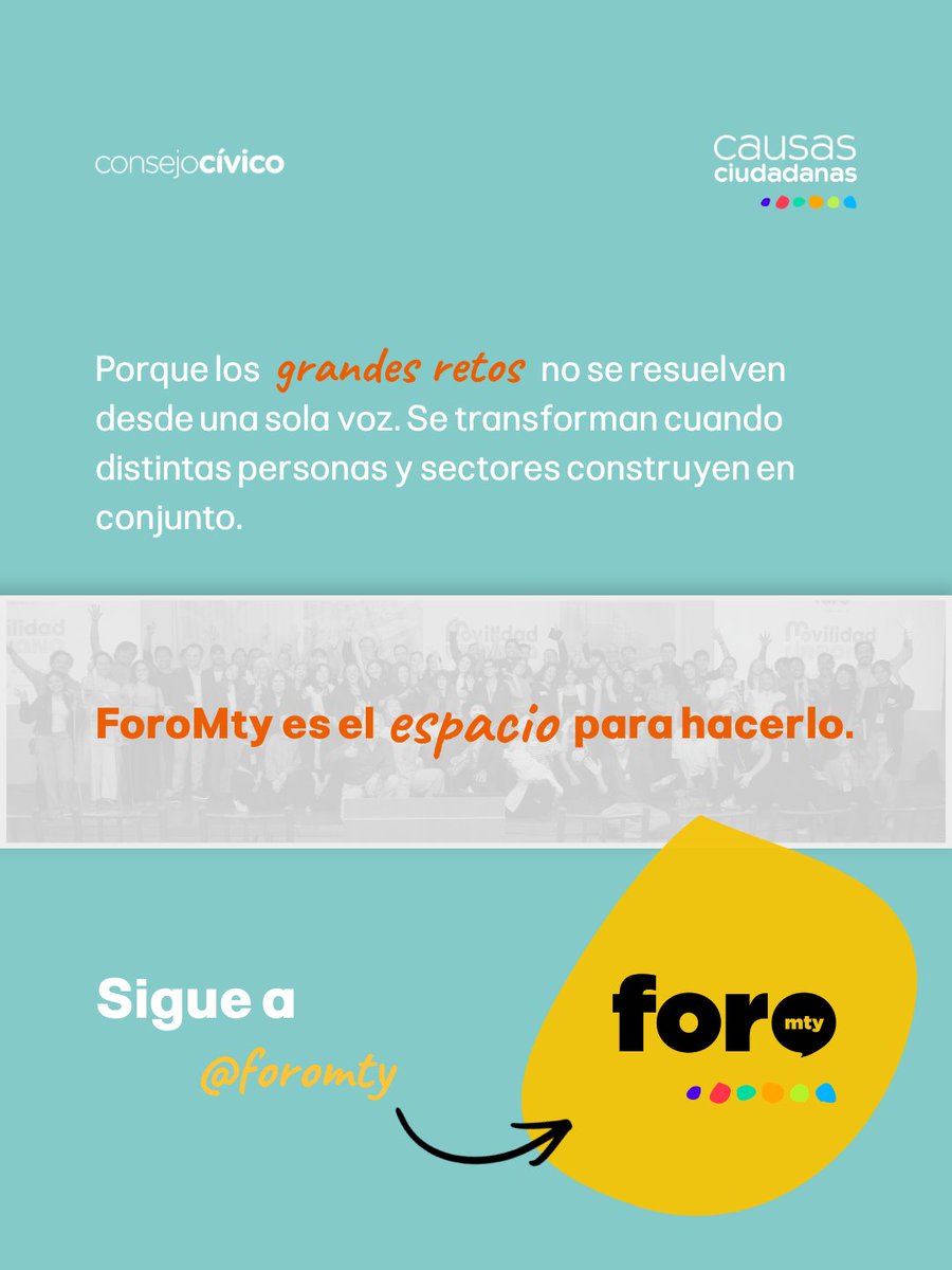 CausasCC's tweet photo. 📷 ¿Qué causa te gustaría ver en una próxima edición de #ForoMty?  

#ParticipaciónCiudadana #Diálogo https://t.co/RM7305pwzU