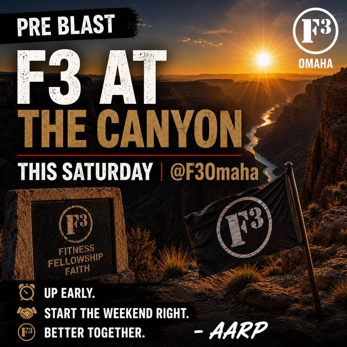 ChrisOltmans's tweet photo. Join me at the Canyon 7am this Saturday!!! @F3Omaha https://t.co/sZ0HI2xOCA