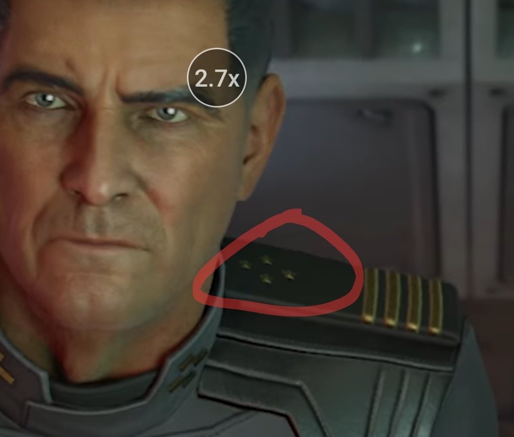 jks7117's tweet photo. @Halo Please consider changing Keyes' rank insignia on his epaulettes! He has Hood's insignia rather than the Oakleaf captain's like Cutter and Lasky have. https://t.co/Q3VUScTRrY