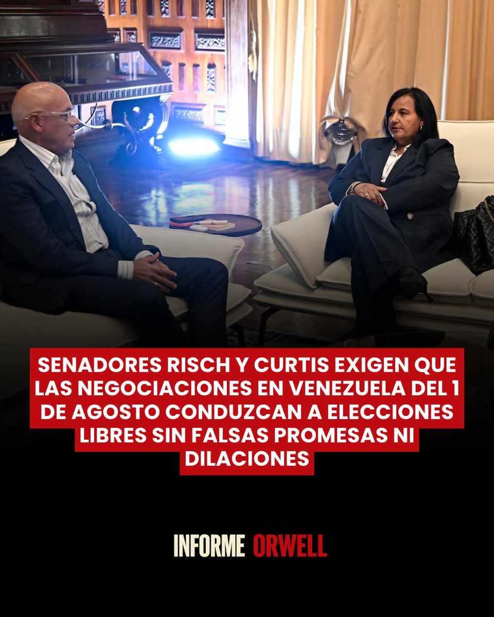 InformeOrwell's tweet photo. 🇻🇪🚨 | Los senadores Jim Risch y John Curtis, desde el Comité de Relaciones Exteriores del Senado, publicaron un comunicado sobre las negociaciones en Venezuela exigiendo transparencia en el proceso.

 “La nueva mesa de diálogo no puede perderse en falsas promesas ni dilaciones. Debe llevar a elecciones libres.”