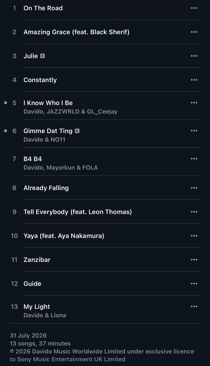 purpkulture's tweet photo. ‘Oriadé’ album by Davido out now! 💽💜

Guest appearance includes Black Sherif, JAZZWRLD, GL_Ceejay, NO11, Mayorkun, FOLA, Leon Thomas, Aya Nakamura, Llona. https://t.co/sA49a8pjE6