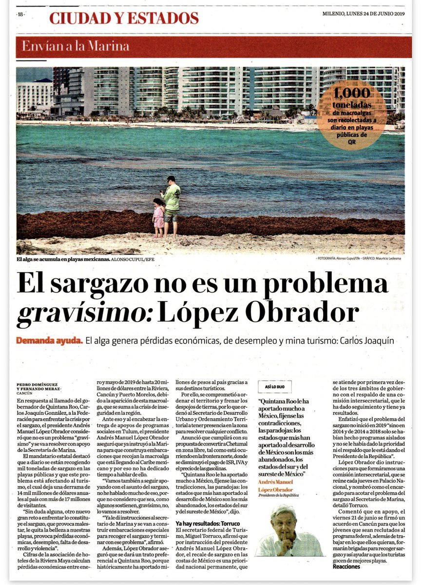 Vicente_Galvez's tweet photo. ¿Ven porqué hay que traerlos a mecate corto?

Sheinbaum anunció en la mañanera que invertirán 2 mil millones de pesos para controlar la llegada de sargazo.

Se les olvida que AMLO ya había declarado que el problema estaba resuelto y que “no era gravísimo” ni una emergencia…👇 https://t.co/RINeACjMBI