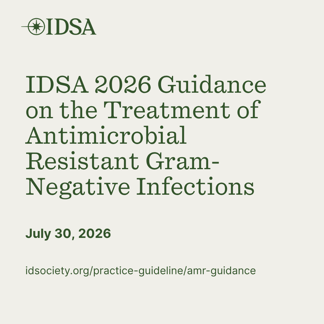 IDSAInfo's tweet photo. New #IDSAGuidelines out now!

IDSA has released updated evidence-informed guidance on the management of antimicrobial-resistant infections: https://t.co/tLZKGOeFpc https://t.co/X4lAv3tD1u