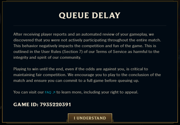 ArtificeEngaged's tweet photo. Game freezes with the disconnect thing just looping. I quit out and rejoin to see if that fixes it. It does but then I get this after the game. Aram btw

This is where I tag @drewlevin right? :P https://t.co/v7x5NBh1FK