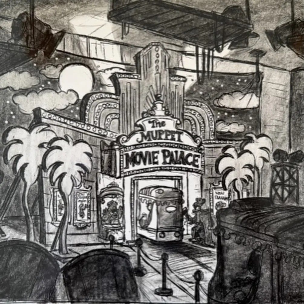 Shishagumi's tweet photo. 🚨BREAKING🚨: New, never-before-seen, concept art of the cancelled Muppet Movie Ride have been released by imagineer Joe Lanzisero, as part of a new episode of the @DizneyCTC podcast! 

The episode dives into the story of the ride and why it never happened! 

Link in replies! https://t.co/RVw8qMsocy