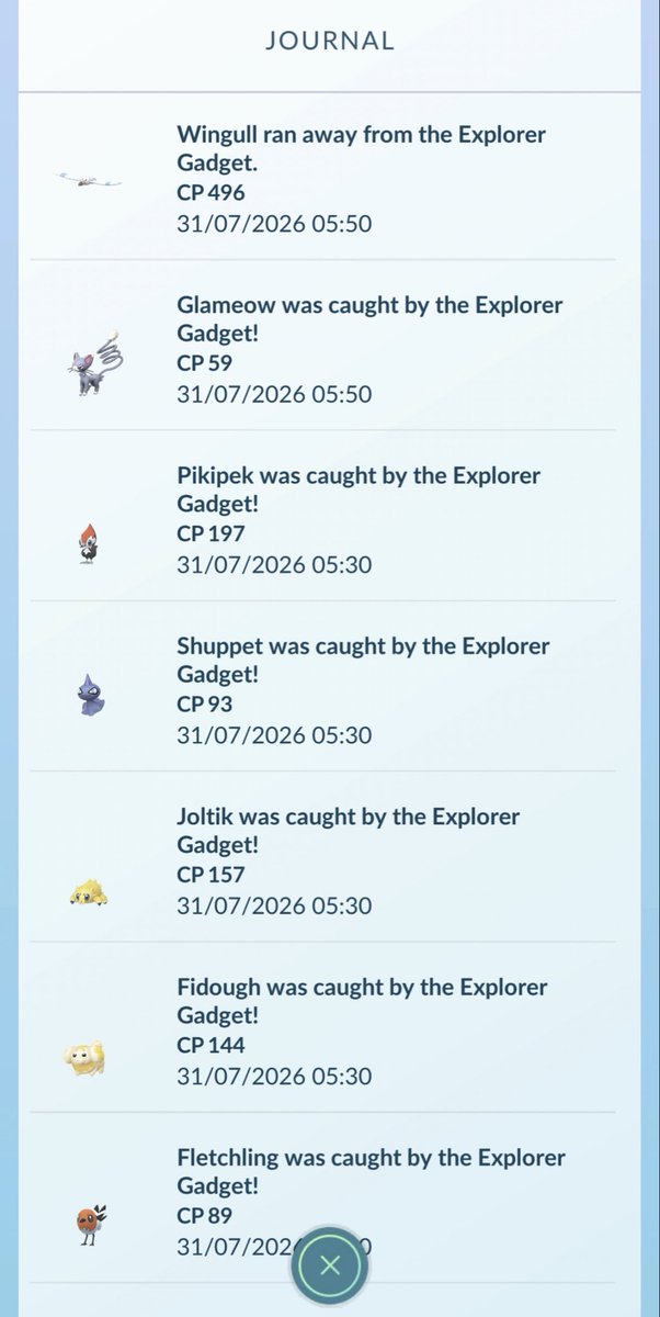 w12ace's tweet photo. The new #ExplorerGadget in the @PokemonGoApp has caught six of the first seven spawns 💪🏻 https://t.co/niZN7c0hJ5