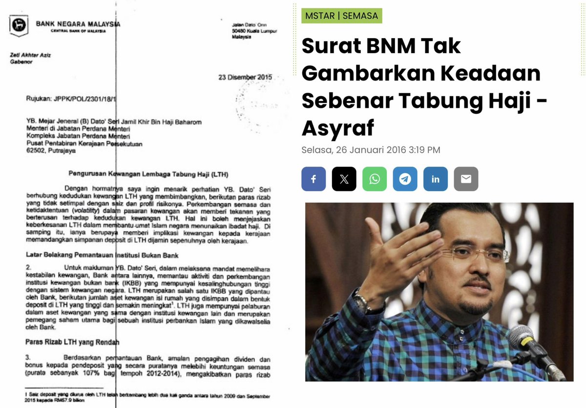 abuhafiz1's tweet photo. Krisis kewangan TH mungkin dapat dikurangkan impak sekiranya surat teguran BNM pada Tabung Haji tahun 2015 diambil tindakan dengan serius dan bukan tidak diendahkan begitu sahaja. https://t.co/FbokQRNGMd