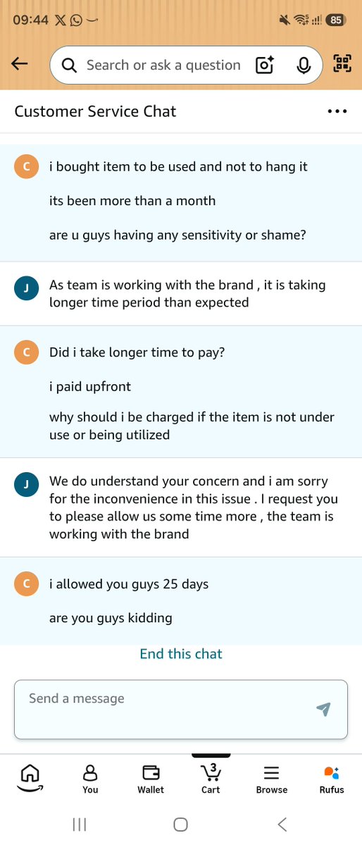 coolkantur's tweet photo. @AmazonHelp Had a chat. Great advancement. Now from waiting for 2 days they are telling wait for 5 days! Pathetic response. Closed chat with a rude statement.@EthosReviews @jagograhakjago @BandBajaateRaho @consumersindia @consumerforum_ @consumerforum @consumer_forum_ https://t.co/RvaHrI0qtS