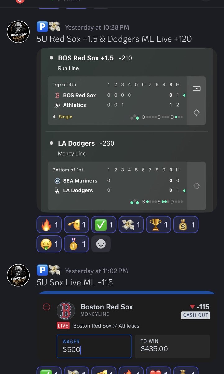 ProfessorPBets's tweet photo. Cubs &amp; 2 Live bangers for a 3-2 MLB day overall 9.5U

This isn’t anything new I rarely end up in the red on any sport let alone MLB.

You to can come &amp; win for free ➡️ https://t.co/LoIbXwiJ1g https://t.co/AplVAVA0mm