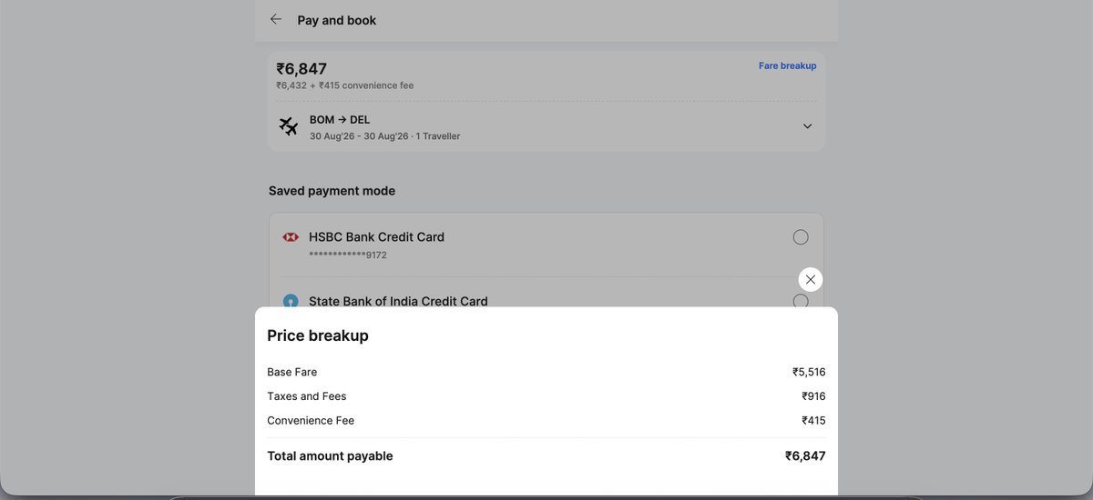 sharma__g's tweet photo. @Flipkart Travel. Why does the convenience fee doubles  because I added a discount voucher? https://t.co/C2ca9ATk52