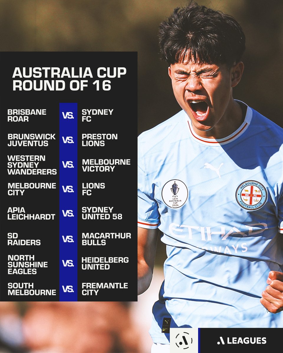 aleaguemen's tweet photo. Round of 16 fixtures are 𝐋𝐎𝐂𝐊𝐄𝐃 𝐈𝐍 🔓

Six Isuzu UTE A-League clubs remain with the race for the Australia Cup heating up 🏆🔥 https://t.co/vfnJD75jfS