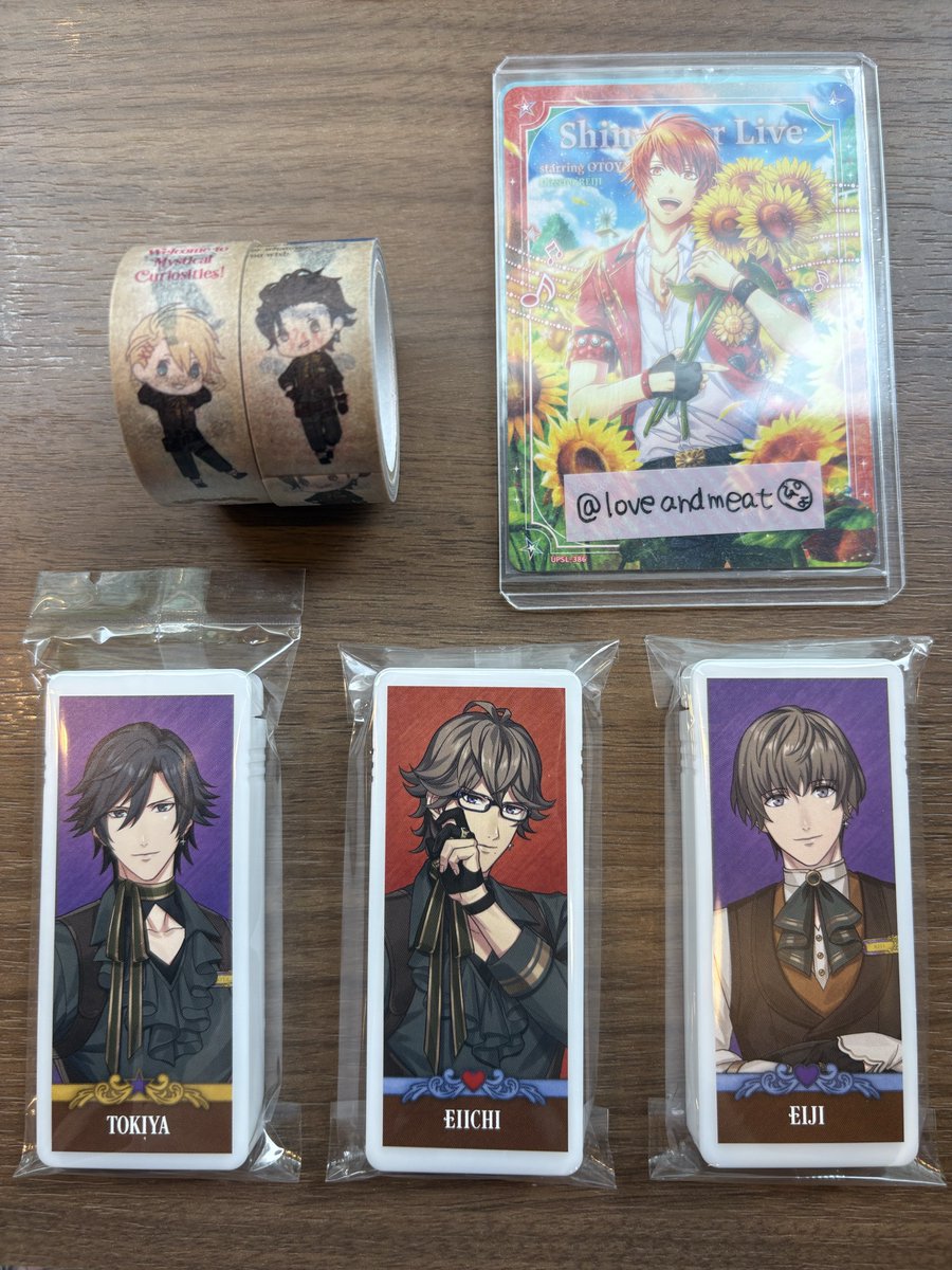 loveandmeat's tweet photo. 【交換】うたプリ グラショ

マスキングテープ　
Mystical Curiosities ちびキャラ　Ver.
譲:翔、ヴァン
求:音也、大和、定価

ミントタブレット
譲:トキヤ、瑛一、瑛二
求:音也、大和、定価

本日14:00頃までまたは後日池袋手渡しor郵送

お気軽にお声掛けください https://t.co/iS7G4g072A