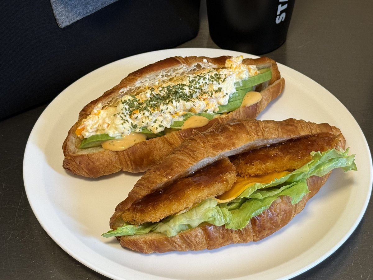 nonsCuoRe's tweet photo. Oisixのクロワッサンで
今日はパン弁当( *´꒳`* )🥐🥐☕️ https://t.co/v3ltaeLoYa