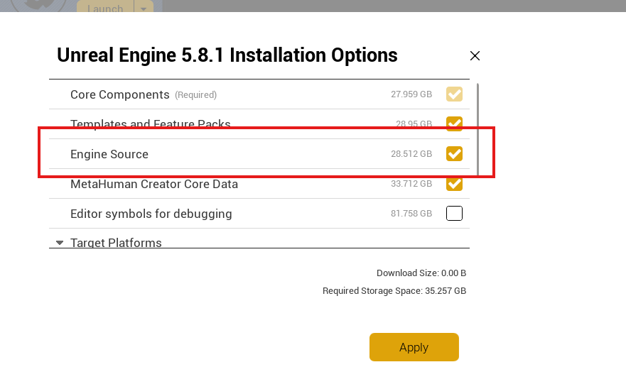 nocxr_'s tweet photo. The raw clone from the github before you pull depencies and externals is roughly 25-30gb, that jumps to about 50-60 after that pull, after compile your looking at at least 150gb depending on what your building or need

Idk what your seeing, but I garuntee you its not Unreals "source code", if you dont believe me go try to clone the repo or the zip from github, or just look at what 5.8.1 shows
