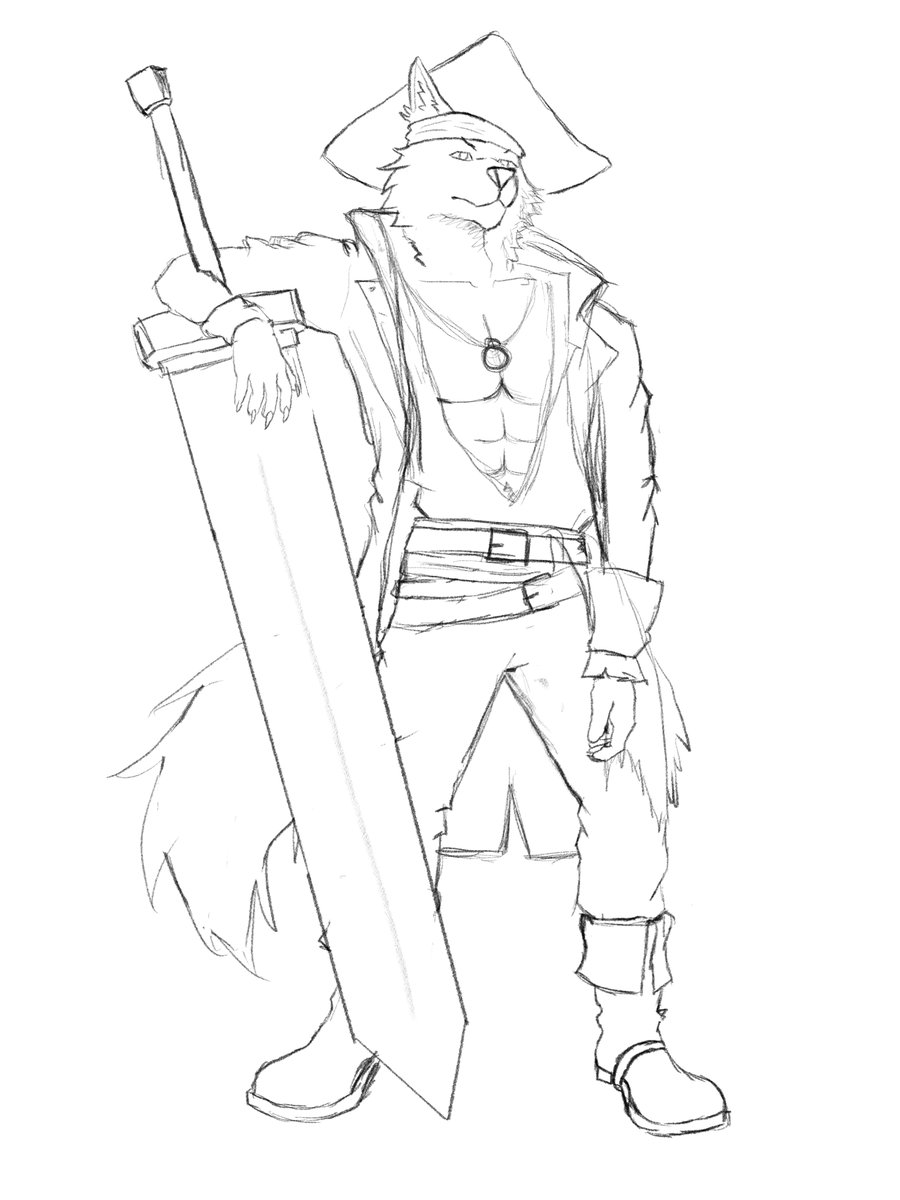 velvetpaws_com's tweet photo. Weeeellll, after being a little naughty, let's do something better behaved 😇.. but not so much

Meet Fengrid!:D

this time I took longer to publish as this one took a little longer among other illustrations I'll be sharing later!:D
#WIP #pirate #wolf #sketch https://t.co/tKPH0fAll6