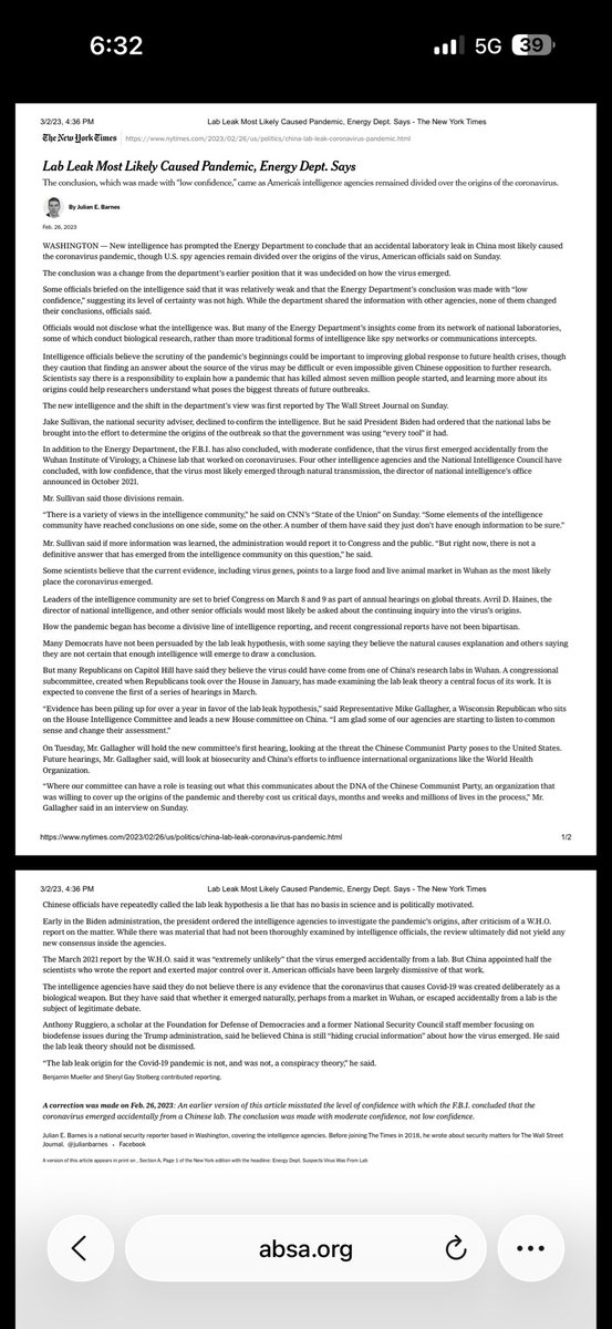 10ChrisManning's tweet photo. I wasn’t retard. The department of energy, the FBI, and the CIA all assessed the source of Covid was from the laboratory, you know the one doing research on corona virus where the outbreak started. You can pretend that isn’t true but it just proves how ignorant of reality you are.