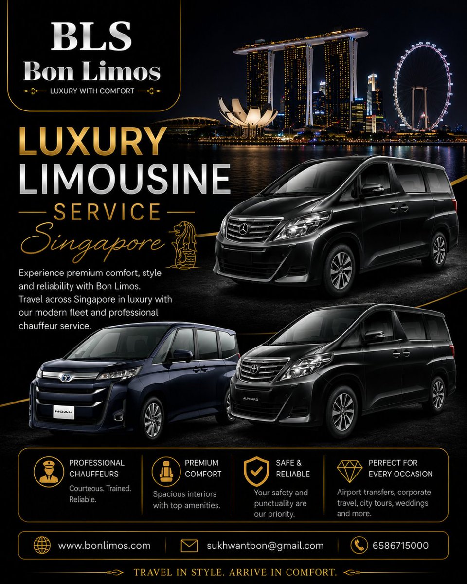 bon_limo's tweet photo. Enjoy a first-class transportation experience with Bon Limos luxury limousine service Singapore. Our commitment to excellence, attention to detail, and premium fleet make us a preferred choice for executive travel, airport transfers, and VIP transportation throughout Singapore. https://t.co/oaqPfP2WpQ