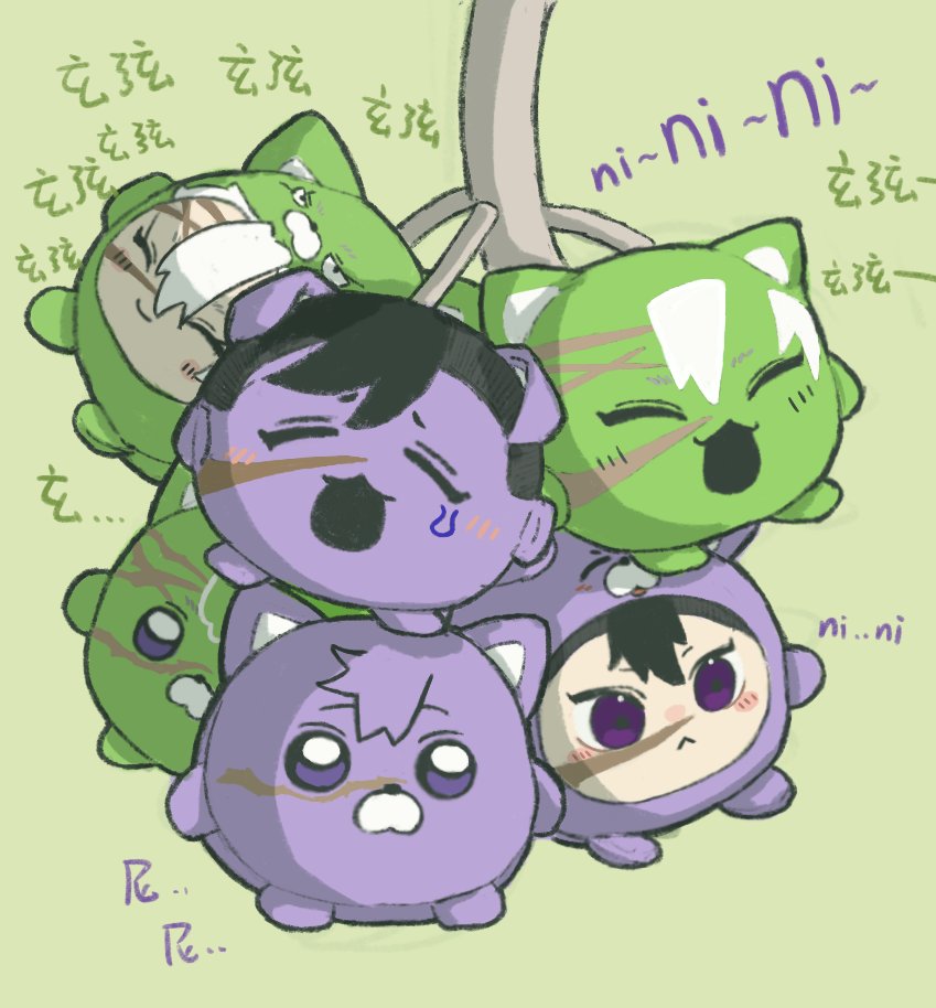 ash1ki's tweet photo. 超级可爱叶老师说这些🍃🍉像葡萄🍇，给我画了这串哥弟葡萄串🍇 好喜欢好喜欢，还在尼尼尼的叫… https://t.co/UVP2gkUstY