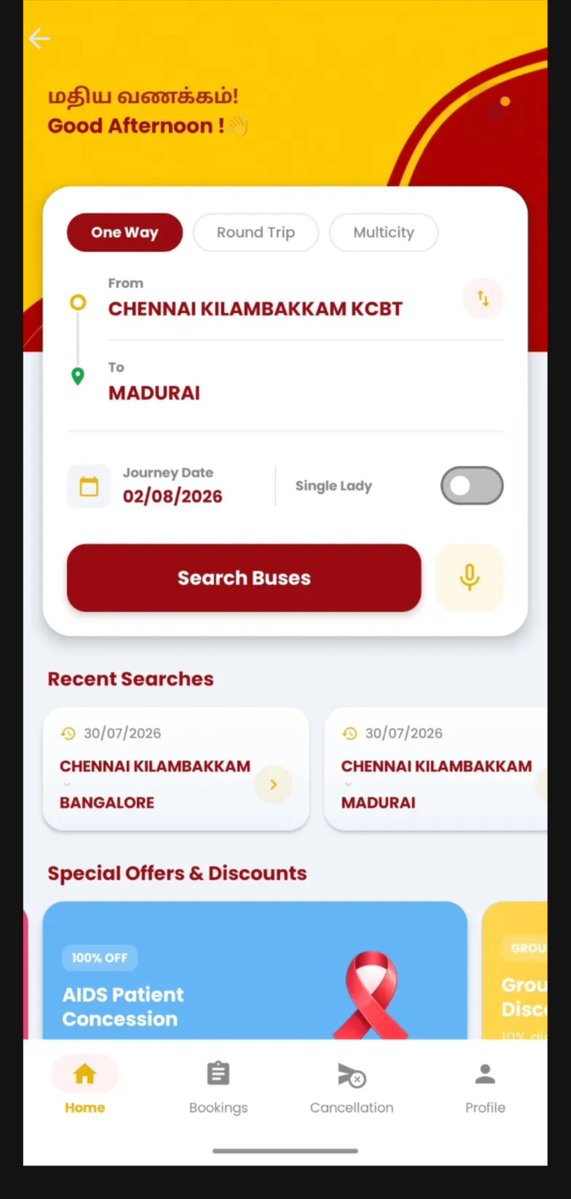 dstock_insights's tweet photo. TNSTC app also revamped in TVK colors. Whoever put that yellow text in the UI needs to be jailed 🤦 Who approves such inaccessible designs? https://t.co/tkM97fp36I
