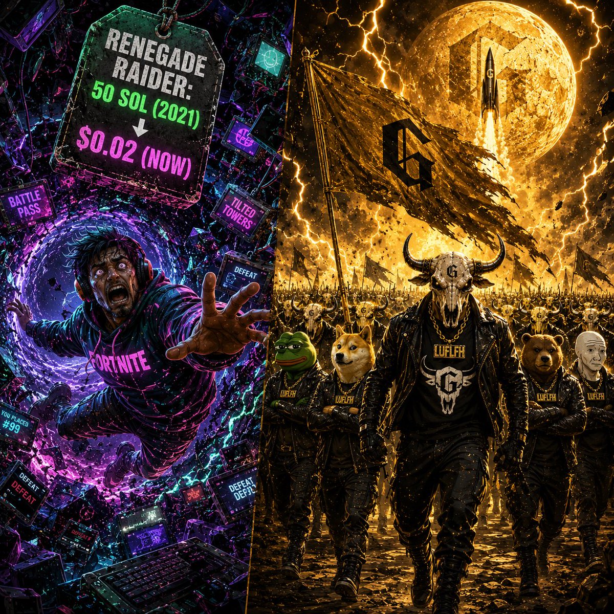 Kr1ps_AAC's tweet photo. You spent 50 SOL in 2021 on a Fortnite Renegade Raider. It's $0.02 today. We didn't waste capital. We built the Gokhshtein Herd. One vanishes with the next Battle Pass. The other is a movement that outlasts the dips. You bought a loop. We built an empire. #LUFLFH #Fortnite #Solana
#GOKHSHTEIN ๐โช๏ธโจ@davidgokhshtein