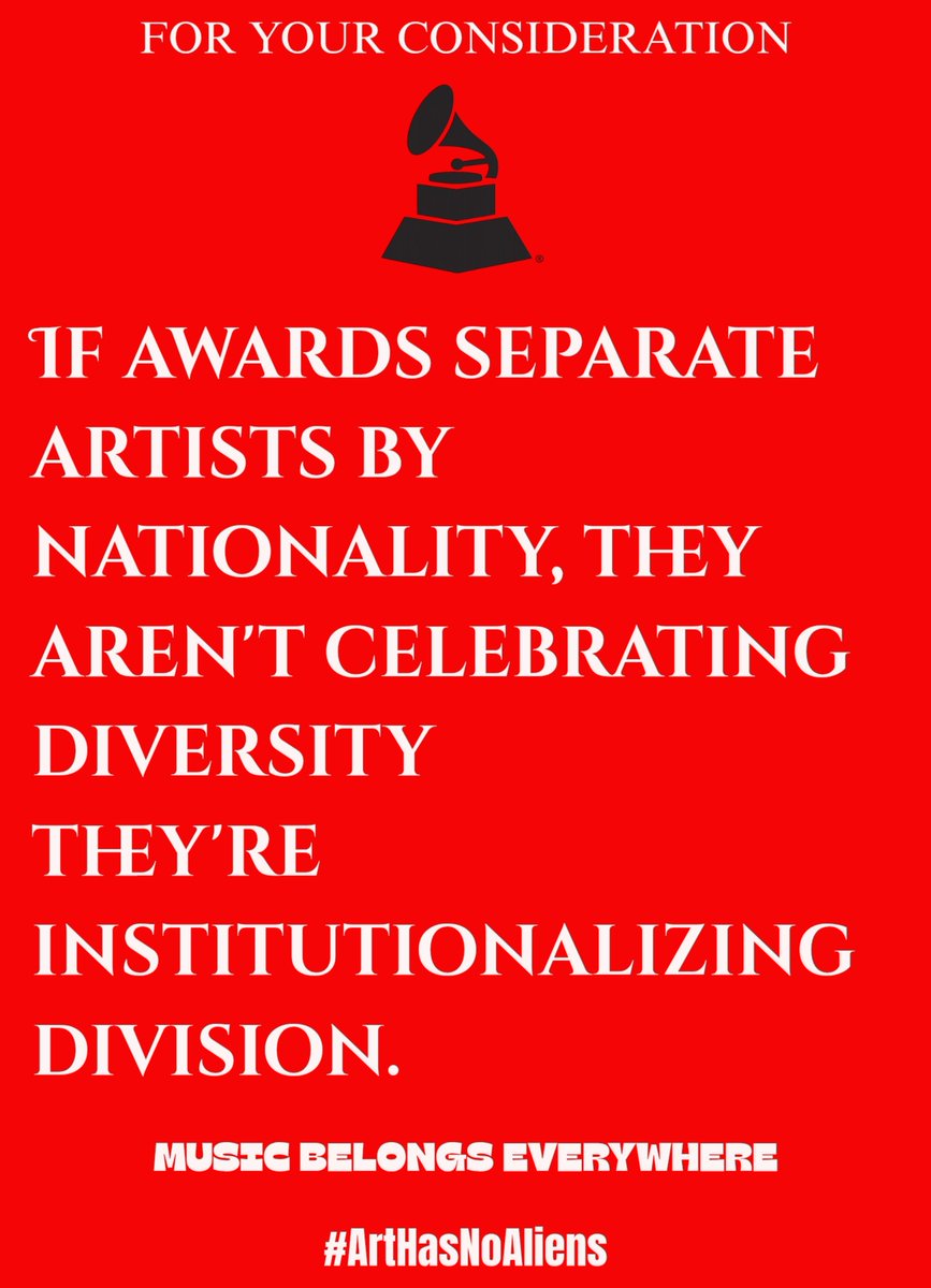 jk_phoria's tweet photo. This one is for the industry who has forgotten. Music is music. Not divided by language or ethnicity.

 ART HAS NO ALIENS @RecordingAcad

#ArtHasNoAliens https://t.co/2feFyNdsiP