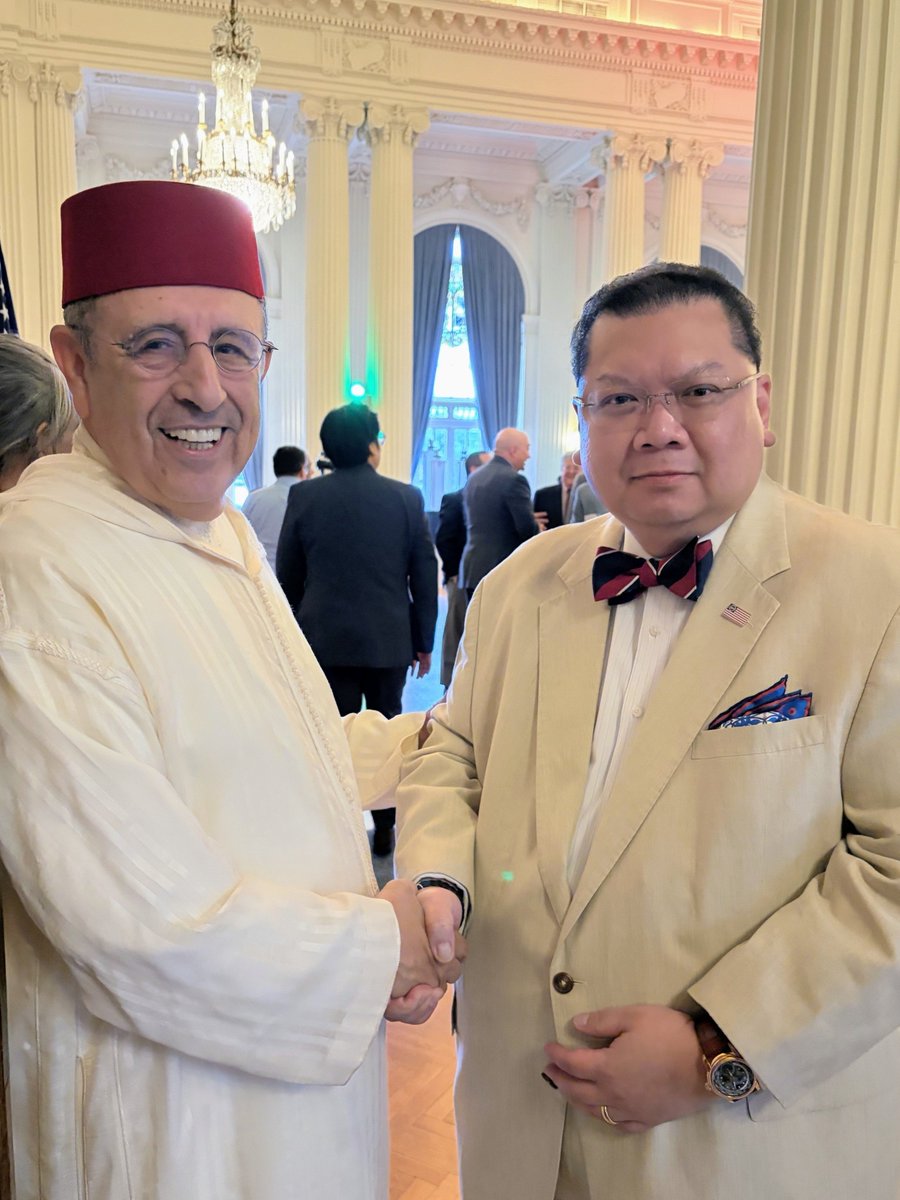 DrJPPham's tweet photo. Honored to join H.E. Amb. @youamrani &amp; @morocco_usa along with #USA🇺🇸 Gov’t reps, Diplomatic Corps &amp; other friends to mark #FêteduTrône, 27th anniversary of the accession of H.M. King Mohammed VI to the throne of #Morocco🇲🇦, the first country to recognize American independence. https://t.co/VgN21aRpWF