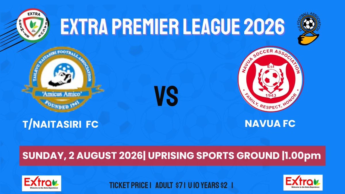 FijiFootball_'s tweet photo. Tailevu Naitasiri puts its two-match winning streak on the line against Navua in a crucial relegation battle.
π Uprising Sports Ground
π Sun, 2 Aug | π 1pm
#ExtraPremierLeague #FijiFootball #TailevuNaitasiri #NavuaFC https://t.co/GbySTFOkY5
