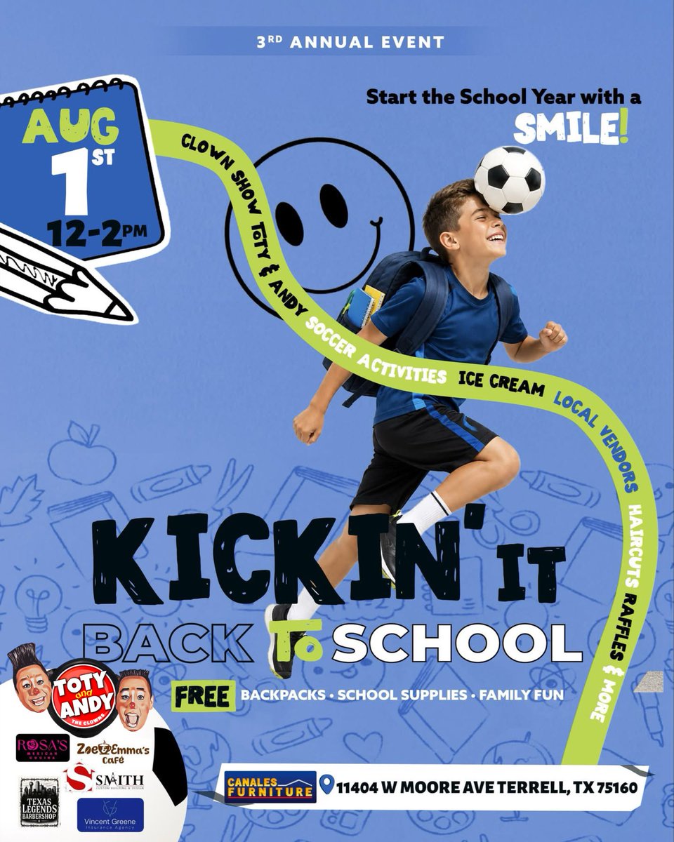 TotyYAndy's tweet photo. 🚌Back To School Bash🎒with Canales Furniture in Terrell!!
See you this Saturday at 12:00 pm! There will be lots of fun for the whole family!
#BackToSchoolBash #canalesfurniture #terrelltx #familyevent #Sunday
Canales Community https://t.co/Mbjh996Rzf
