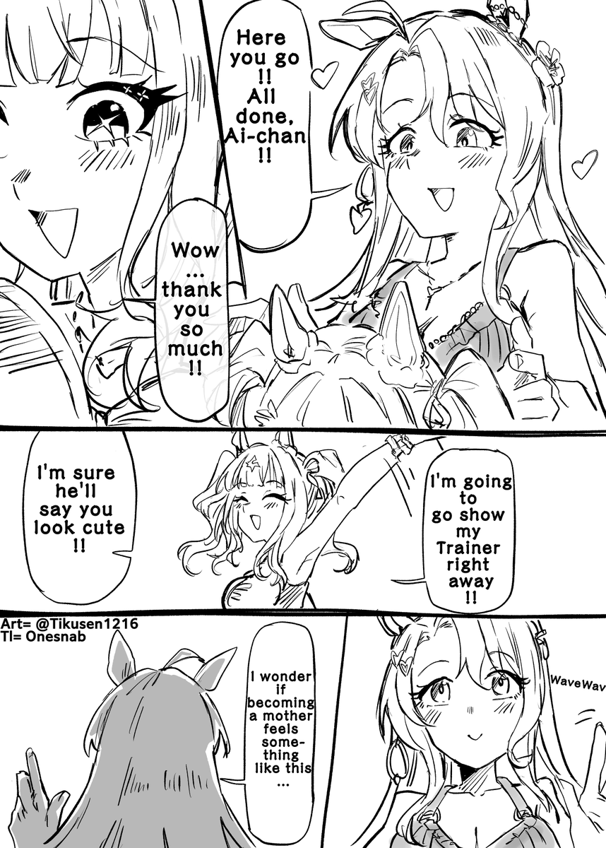 01s_nab23's tweet photo. Art by =  @Tikusen1216
TL:EN
"I would be happy if Pandora-san was the one who styled Ai-chan's twin-tails"
#ウマ娘 #Umamusume #ウマ娘英訳 #UmaTranslations https://t.co/dnvkfJRQCC