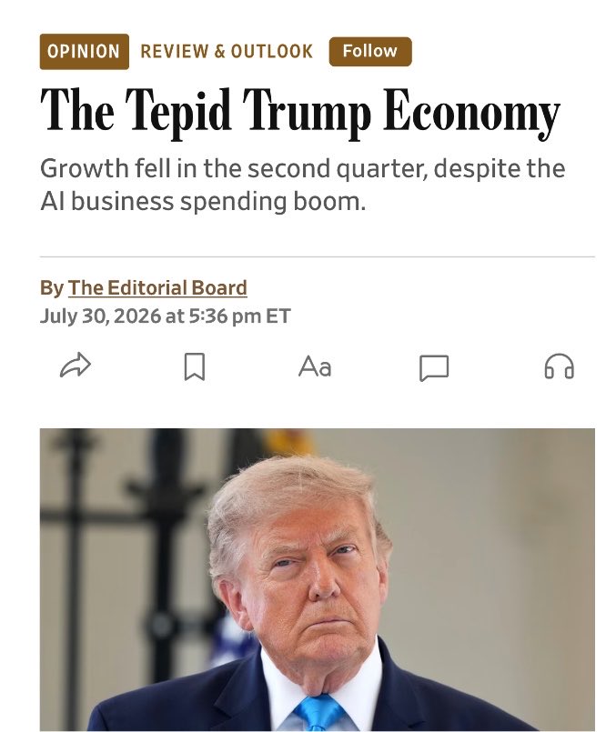 carlquintanilla's tweet photo. WSJ EDITORIAL BOARD: “.. Trump’s most ardent fans tell us they wish he’d drop his tariff fixation .. Most Americans probably do too.”

@WSJopinion 
https://t.co/vbhqMGxCe6 https://t.co/Ny6jNe97wA