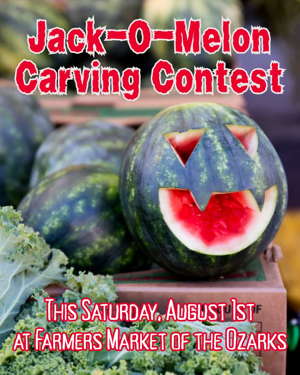 FMOzarks's tweet photo. Hope you have your carving tools ready, FMO's first ever jack-o-melon contest is this Saturday! Make sure you have your melons carved and ready to be judged before you arrive. Winners will be announced at noon with prizes for our favorite jack-o-melon creations! https://t.co/H7rYqoVwLE