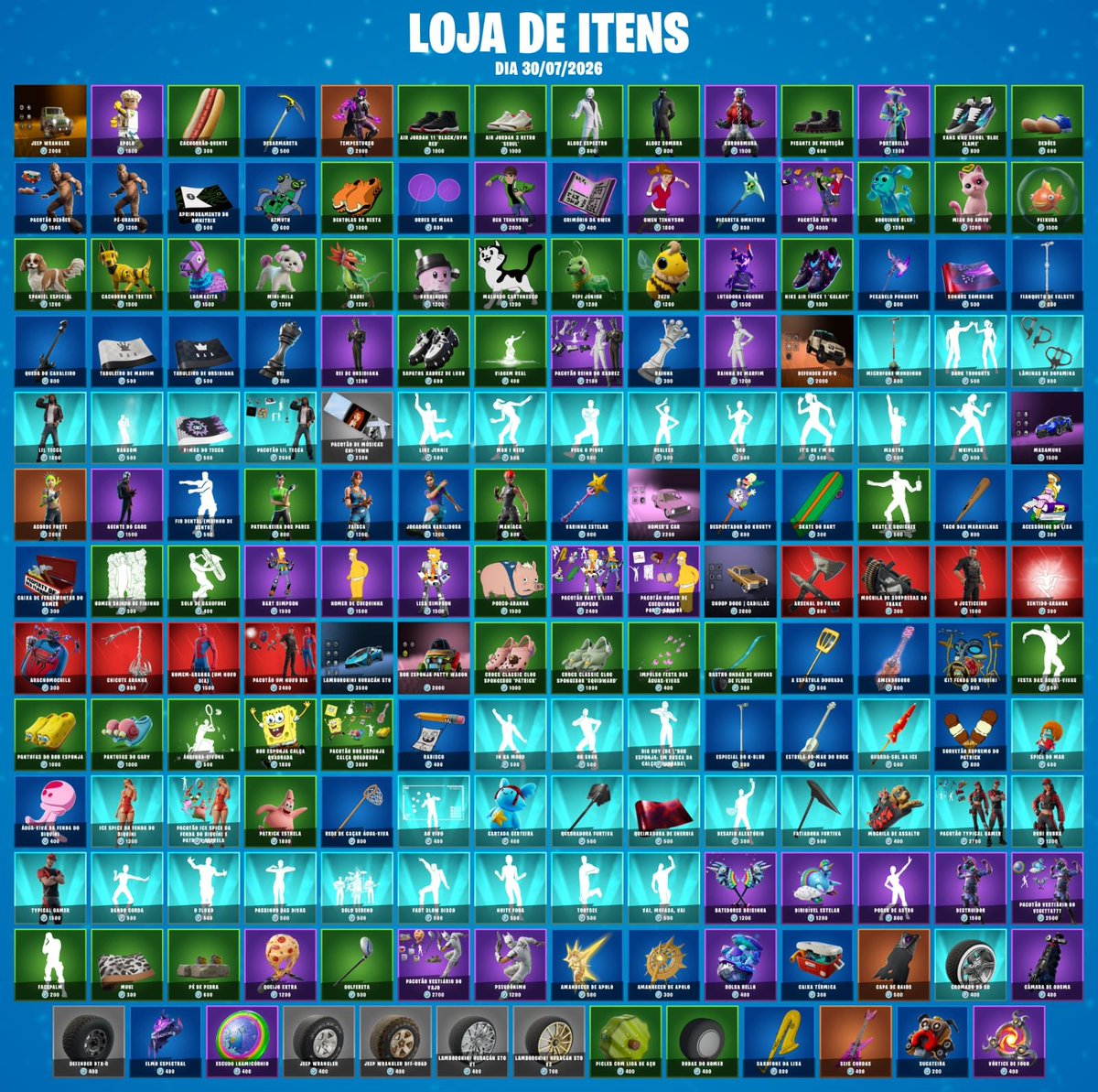 gross79863's tweet photo. Loja de itens! (30/07)

• Considere usar meu Code: Gross na loja de itens! #ad

• Sem alertas de v-bucks no salve o mundo! 

• Homem Aranha (outro), Justiceiro e Lil Tecca chegaram na loja de itens! 

• Os Simpsons e Hulk voltaram pra loja de itens! 

#Fortnite https://t.co/h1V0sgvDrE