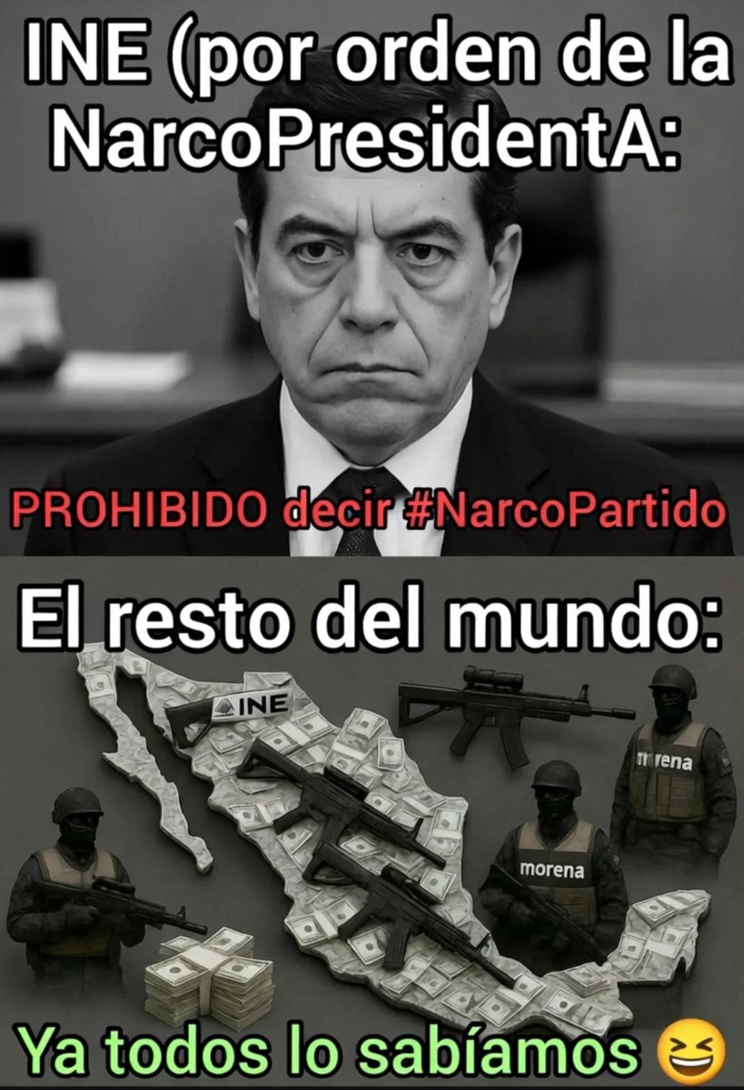 Moonlight_Blue4's tweet photo. El INE, por orden de la #NarcoPresidentA, prohibió llamar #NarcoPartido a Morena.

Qué coincidencia: justo cuando todo el mundo ya sabe que en ese partido no hay militantes… hay protegidos.
Prohibir el nombre no borra el olor a fentanilo.

#NarcoPartido 
#Morena https://t.co/uDRiDKI4wO