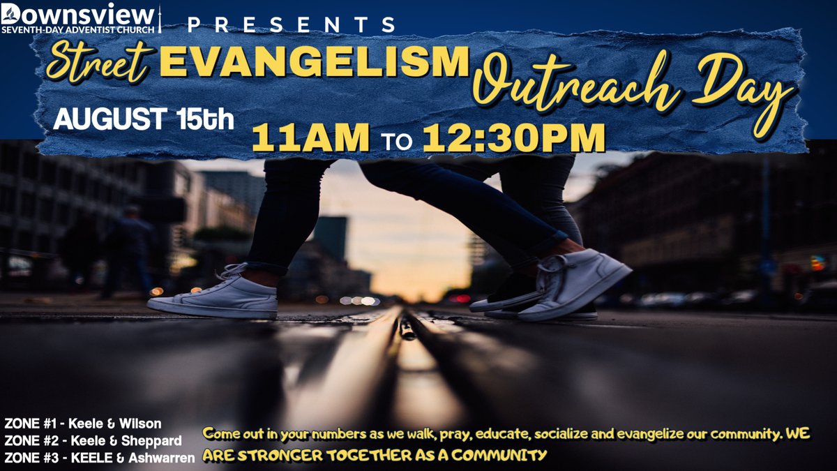 DownsviewChurch's tweet photo. Join us August 15th from 11AM to 12:30PM at Zones #1, #2, and #3 for community prayer, outreach, and connection. Together we're stronger. #Community #Outreach #Evangelism https://t.co/kpjgGQpacn