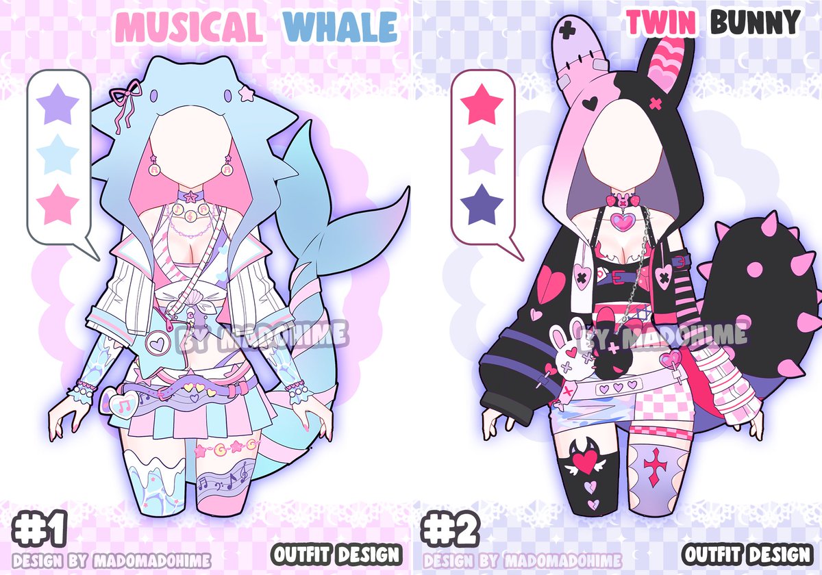 madomadohime's tweet photo. 🩷Whale Vs Bunny Outfit Adoptable Design 🩷

Likes and shares are very much appreciated<3  

A musical witch whale or an emotional bunny with emo vibes

~ ~ (Adopt this outfit👇) ~ ~ https://t.co/J3Gpv6h4mb