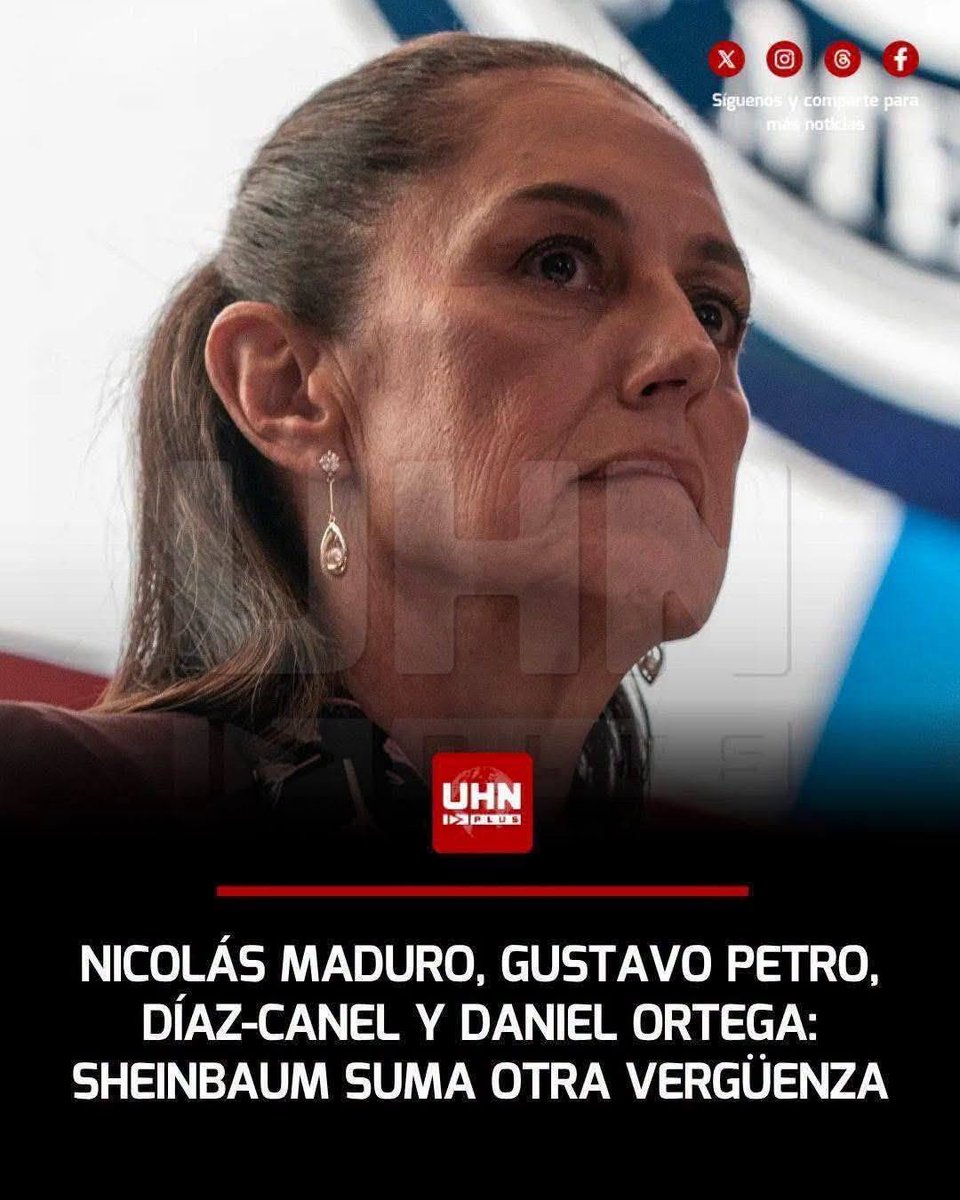 GARCIPAVON's tweet photo. ASÍ O MÁS COMUNISTA.
En solo siete meses, la lista de decisiones polémicas en política exterior de Claudia ya es bastante larga:
❌ Rechazó la captura de Nicolás Maduro.
❌ ⁠Siguió enviando petróleo al régimen cubano.
❌ ⁠Pidió la liberación de Pedro Castillo en Perú.
❌ ⁠Evitó condenar a Daniel Ortega por eliminar las elecciones en Nicaragua.
❌ Pidió la liberación de Cristina Fernández, a quien le confiscaron 500 millones USD en bienes.
¿¿Todavía lo dudan??
TOMADO DE LA RED.