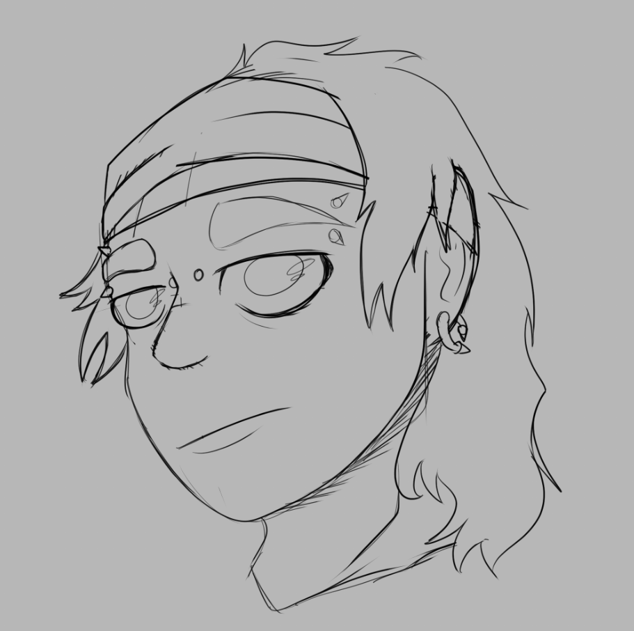 TheDireBarbwire's tweet photo. Sketch of myself in my new headband as a warm up https://t.co/oEjKimOMlr