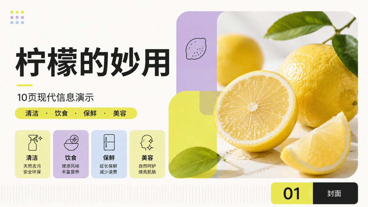 Modern Lemon Uses PPT Cover
