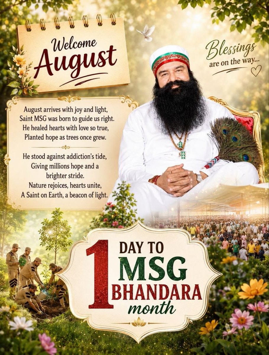 MInsan31326's tweet photo. The countdown begins! The pious MSG Bhandara Month of Saint Gurmeet Ram Rahim Ji is almost here, bringing love, humanity, and selfless service to millions worldwide. ❤️ #FewHoursToGo https://t.co/uC1mS6oOb5