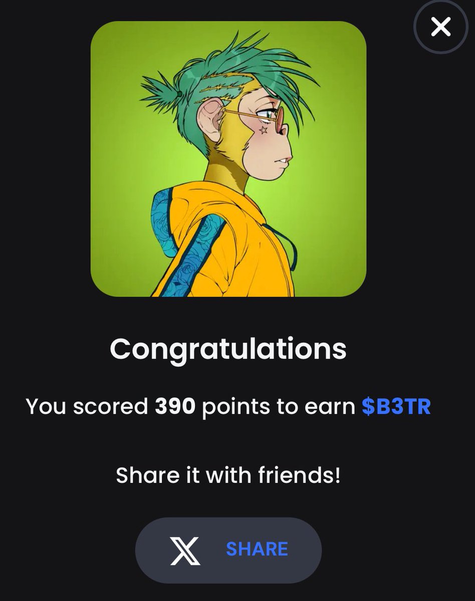 WoV_Ditryin's tweet photo. 🚀 I just scored 390 points to earn $B3TR for collecting Green NFTs with this sweet #MadVApes Phoenix found only on #Vechain and the #WorldOfV Marketplace 🍻
@vechainofficial ❤️ @madvapesnft
🌱 Join the movement & start collecting on @worldofv_art 🌍
https://t.co/7lNRtcBtaS https://t.co/zKo2DnkLBW
