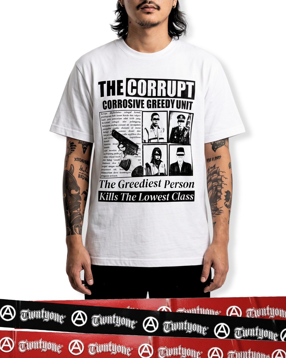 ricovalentinof's tweet photo. Sebuah kado untuk bulan kemerdekaan, visual sederhana yg di capture di medium kaos, can u order now until august 7, 2026 🇮🇩
#twentyonepunk #thecorrupt https://t.co/uHi8G7n3MQ